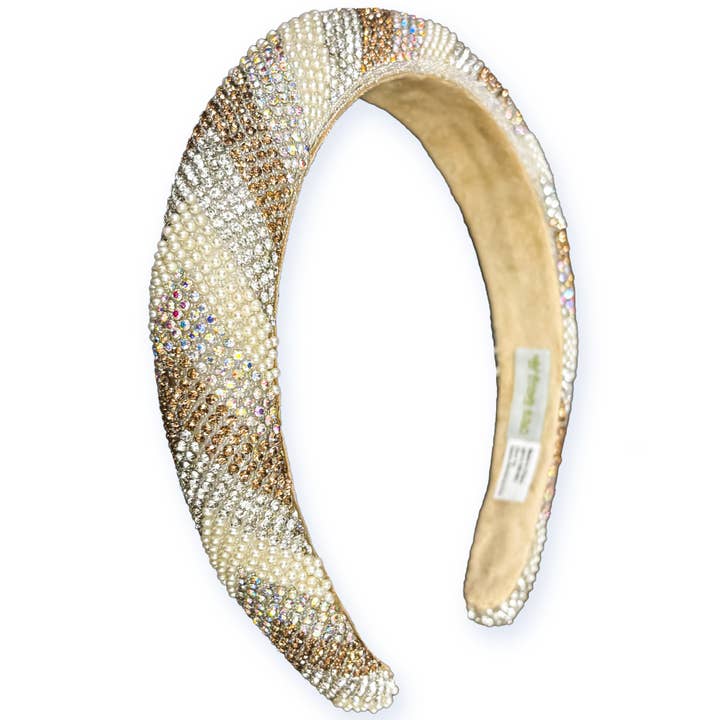 Rhinestone Headband in gold and silver - Padded Beaded Hair Band