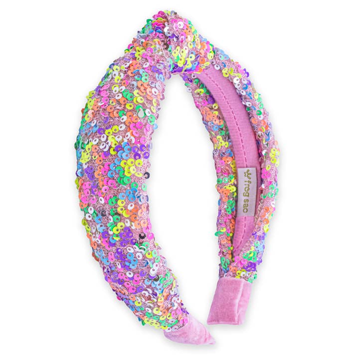 Kids Knot Headband - Sequin Knotted Hair Band Accessories in rainbow